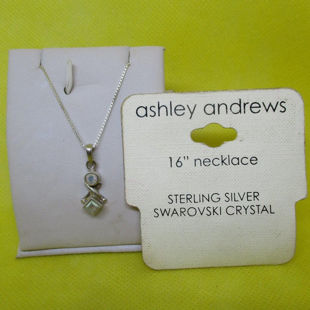 ASHLEY ANDREWS SWAROVSKI Crystal 925 Sterling Pendant Necklace A B Swarovski